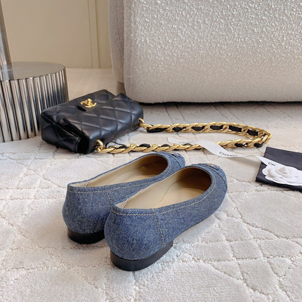 BALLET FLATS IN AEGEAN BLUE DENIM