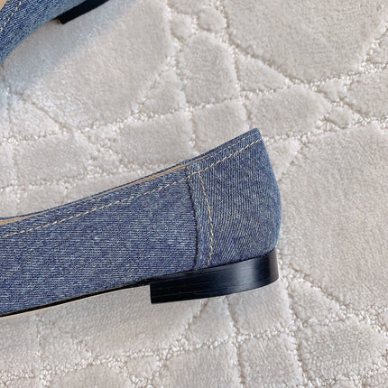 BALLET FLATS IN AEGEAN BLUE DENIM