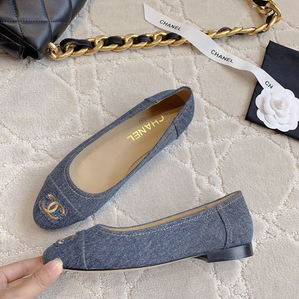 BALLET FLATS IN AEGEAN BLUE DENIM