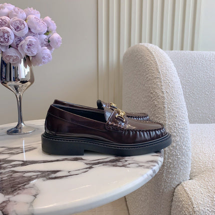 CHANEL 25S ARC DE TRIOMPHE LOAFERS IN ROSEWOOD CALFSKIN GOLD HARDWARE