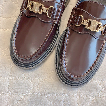 CHANEL 25S ARC DE TRIOMPHE LOAFERS IN ROSEWOOD CALFSKIN GOLD HARDWARE