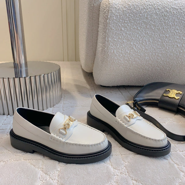 CHANEL 25S ARC DE TRIOMPHE LOAFERS IN WHITE CALFSKIN GOLD HARDWARE