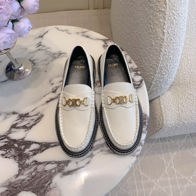 CHANEL 25S ARC DE TRIOMPHE LOAFERS IN WHITE CALFSKIN GOLD HARDWARE