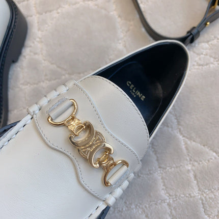 CHANEL 25S ARC DE TRIOMPHE LOAFERS IN WHITE CALFSKIN GOLD HARDWARE