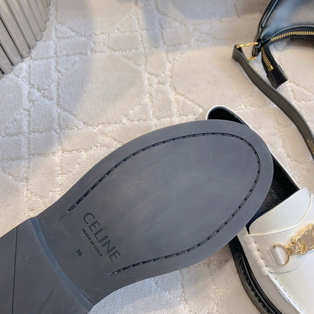 CHANEL 25S ARC DE TRIOMPHE LOAFERS IN WHITE CALFSKIN GOLD HARDWARE