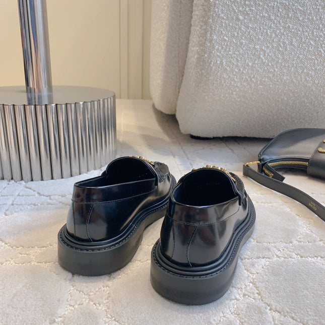 CELINE 25S ARC DE TRIOMPHE LOAFERS IN BLACK SHINY CALFSKIN GOLD HARDWARE