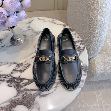 CHANEL 25S ARC DE TRIOMPHE LOAFERS IN BLACK CALFSKIN GOLD HARDWARE