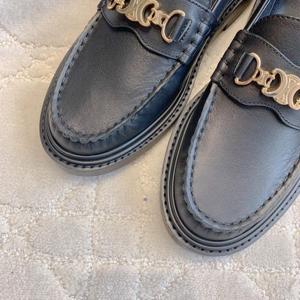 CHANEL 25S ARC DE TRIOMPHE LOAFERS IN BLACK CALFSKIN GOLD HARDWARE