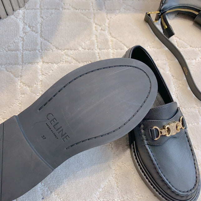 CHANEL 25S ARC DE TRIOMPHE LOAFERS IN BLACK CALFSKIN GOLD HARDWARE