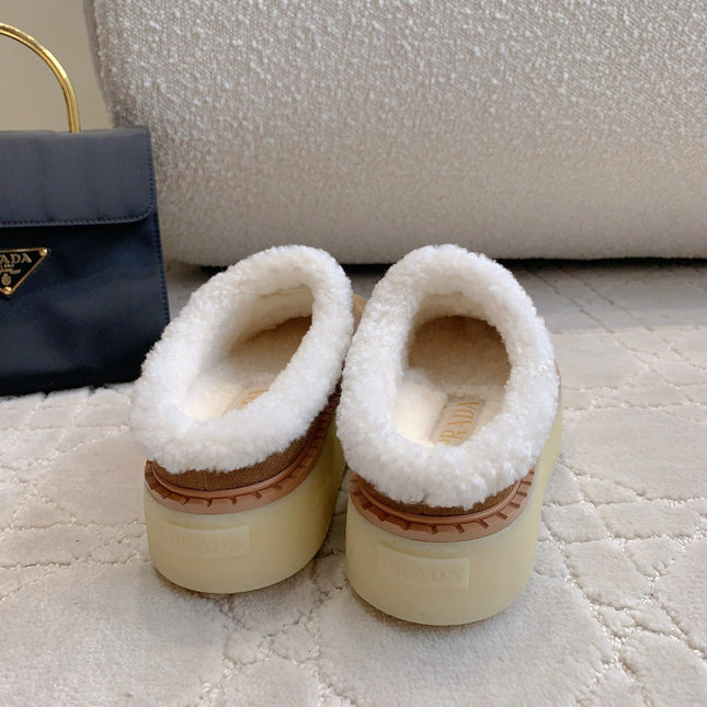 PRA MULES SHEARLING LINING IN TAN SUEDE