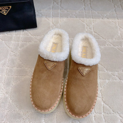 PRA MULES SHEARLING LINING IN TAN SUEDE