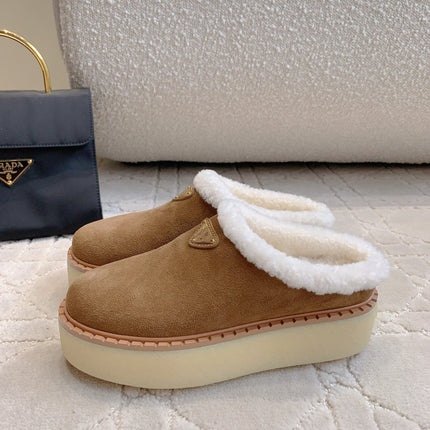 PRA MULES SHEARLING LINING IN TAN SUEDE