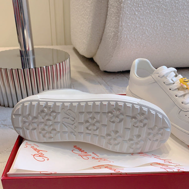 VIV' SKATE SNEAKERS IN WHITE CALFSKIN WITH CARTOON CHARM LACES