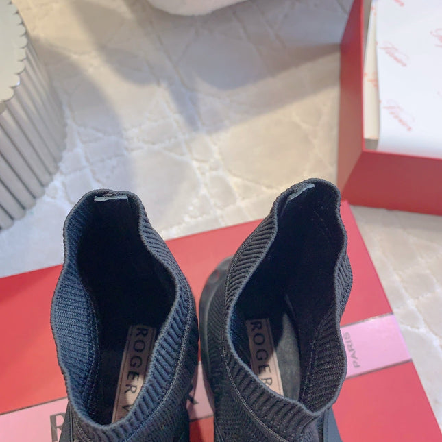 VIV' RUN LIGHT SOCKS ANKLE BOOTS IN BLACK FABRIC STRASS BUCKLE