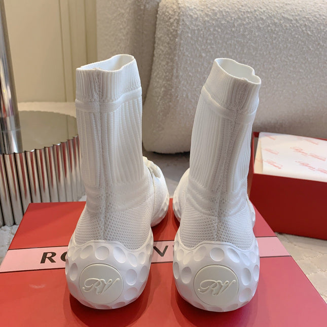 VIV' RUN LIGHT SOCKS ANKLE BOOTS IN WHITE FABRIC STRASS BUCKLE