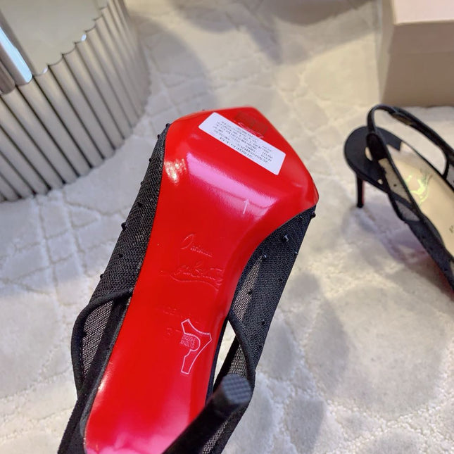 MISS Z SLINGBLACK PUMPS DAZZLING 85MM IN BLACK MESH AND STRASS