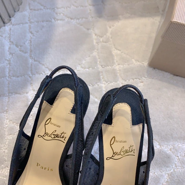 MISS Z SLINGBLACK PUMPS DAZZLING 85MM IN BLACK MESH AND STRASS