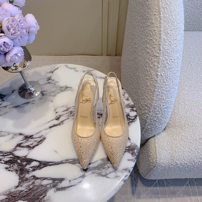 MISS Z SLINGBLACK PUMPS DAZZLING 85MM IN NUDE MESH AND STRASS