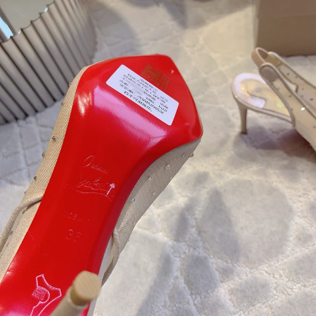 MISS Z SLINGBLACK PUMPS DAZZLING 85MM IN NUDE MESH AND STRASS