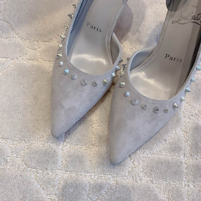 IRIZA PUMPS 85MM IN GREY SUEDE SILVER SPIKES