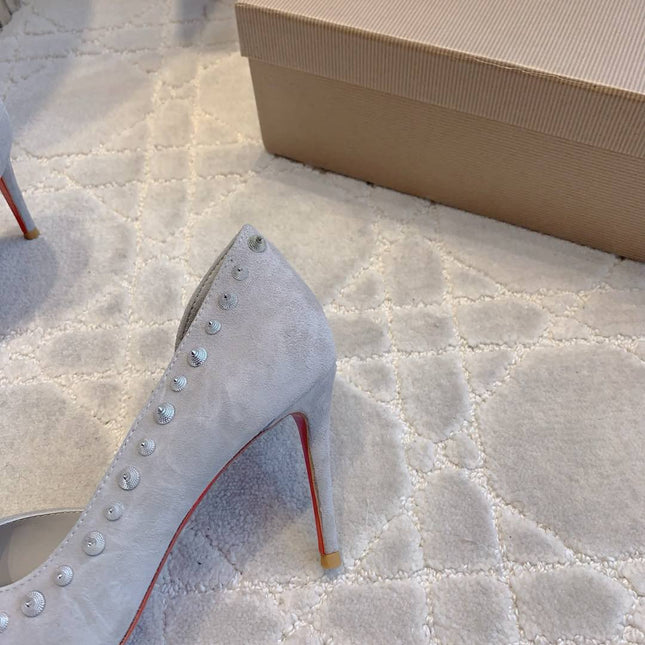 IRIZA PUMPS 85MM IN GREY SUEDE SILVER SPIKES