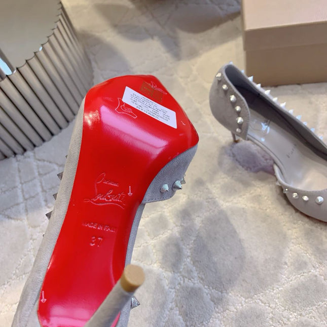 IRIZA PUMPS 85MM IN GREY SUEDE SILVER SPIKES