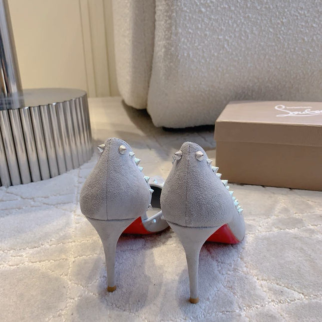 IRIZA PUMPS 85MM IN GREY SUEDE SILVER SPIKES