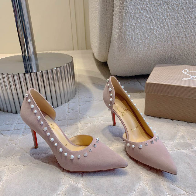 IRIZA PUMPS 85MM IN LIGHT PURPLE SUEDE SILVER SPIKES