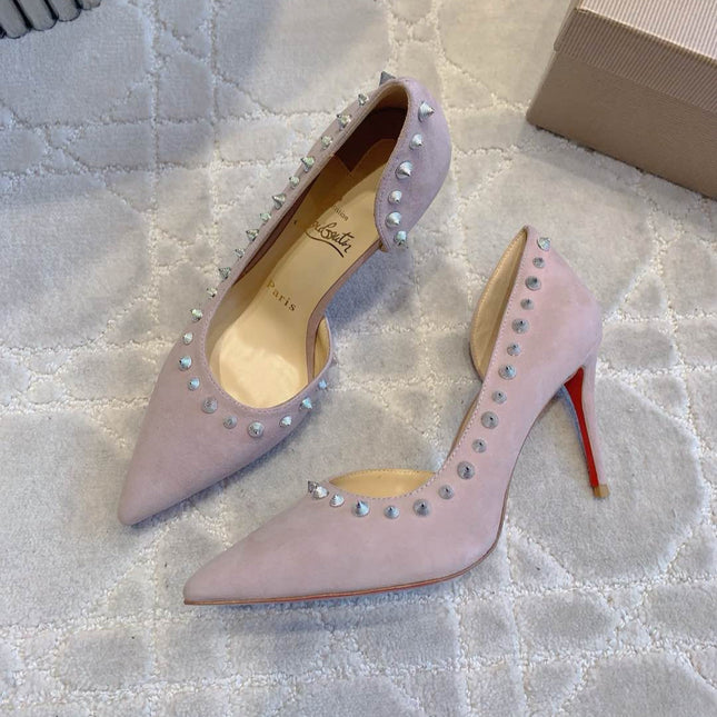 IRIZA PUMPS 85MM IN LIGHT PURPLE SUEDE SILVER SPIKES