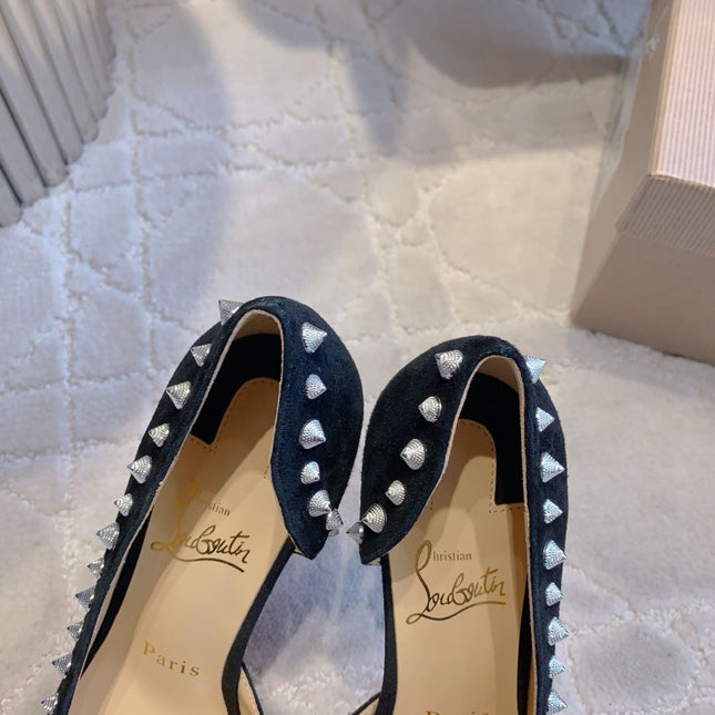 IRIZA PUMPS 85MM IN BLACK SUEDE SILVER SPIKES