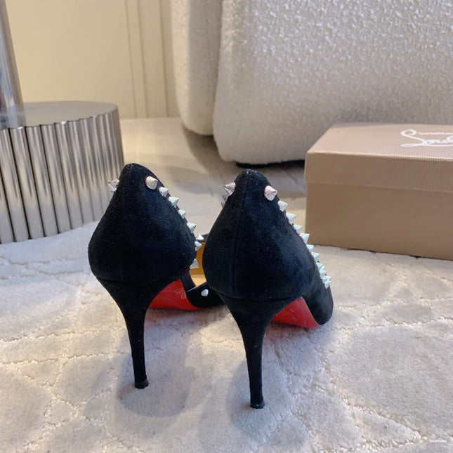 IRIZA PUMPS 85MM IN BLACK SUEDE SILVER SPIKES