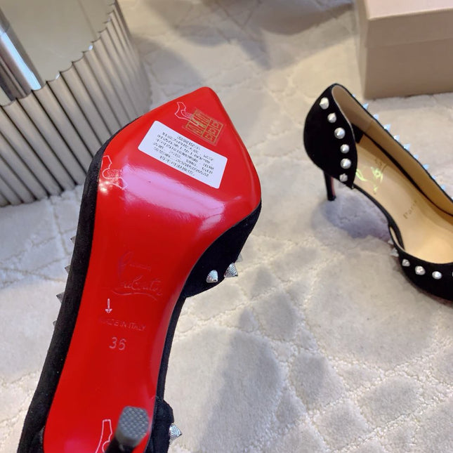 IRIZA PUMPS 85MM IN BLACK SUEDE SILVER SPIKES