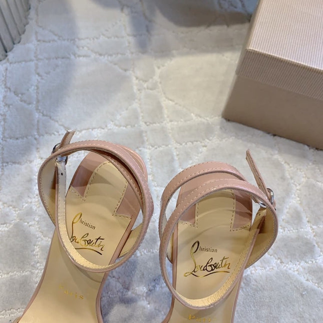 CRYSTAL QUEEN SANDAL 100MM IN NUDE CALFSKIN EMBELLISHED