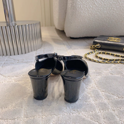 HIGH SLINGBACKS 65 MM IN BLACK PATENT CALFSKIN