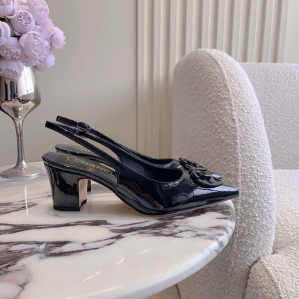 HIGH SLINGBACKS 65 MM IN BLACK PATENT CALFSKIN
