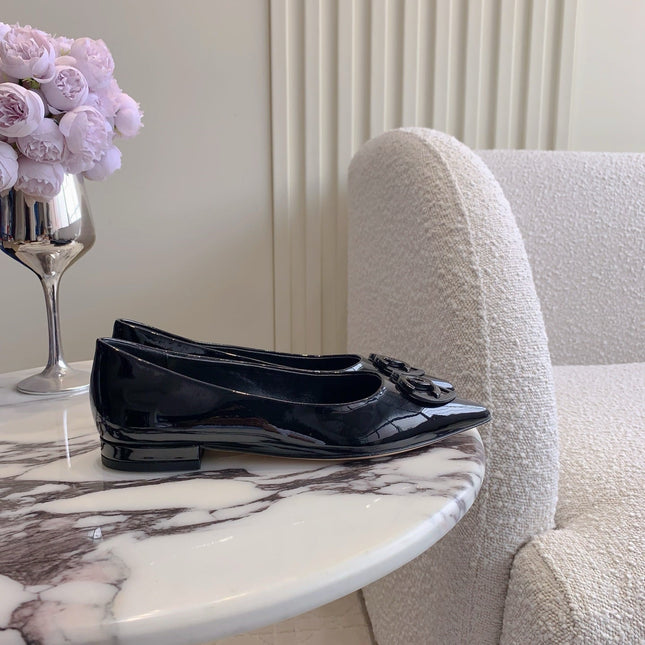 FLAT PUMP 2 CM IN BLACK PATENT CALFSKIN