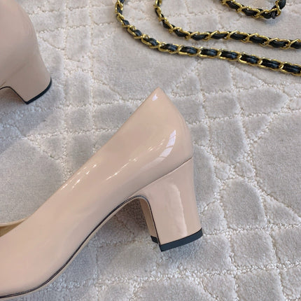 HIGH PUMP 65 MM IN BEIGE CREAM PATENT CALFSKIN