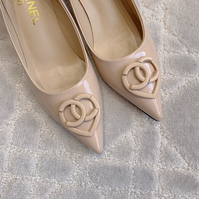 HIGH PUMP 65 MM IN BEIGE CREAM PATENT CALFSKIN
