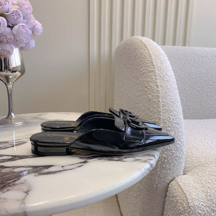 FLAT MULE 2 CM IN BLACK PATENT CALFSKIN