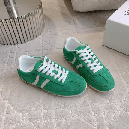 CELINE 25S JOGGER LOW LACE UP SNEAKER IN DEEP TEAL CALFSKIN AND SUEDE