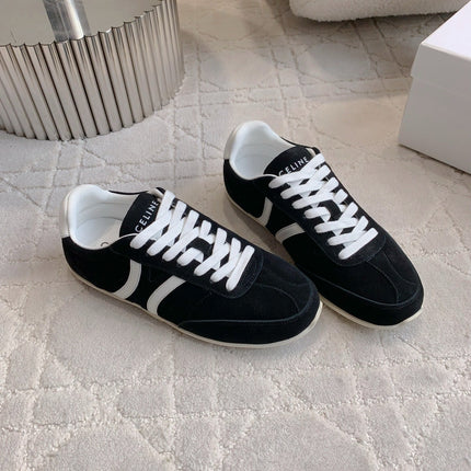 CELINE 25S JOGGER LOW LACE UP SNEAKER IN BLACK CALFSKIN AND SUEDE