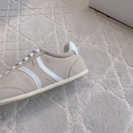 CELINE 25S JOGGER LOW LACE UP SNEAKER IN LIGHT GRAY CALFSKIN AND SUEDE