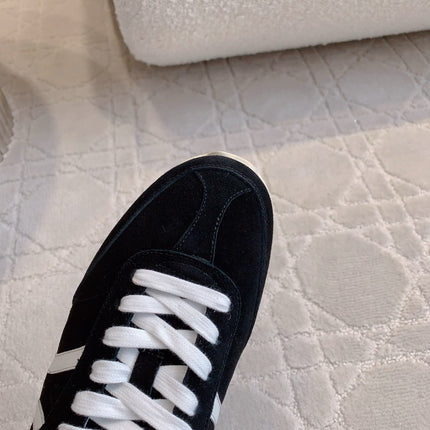 CELINE 25S JOGGER LOW LACE UP SNEAKER IN BLACK CALFSKIN AND SUEDE