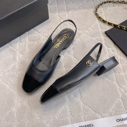 CHANEL 25S SLINGBACK IN BLACK FULL CALFSKIN GOLD HARDWARE