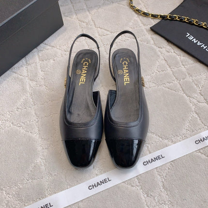 CHANEL 25S SLINGBACK IN BLACK FULL CALFSKIN GOLD HARDWARE