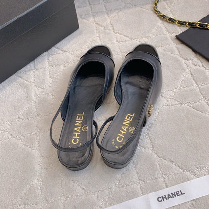 CHANEL 25S SLINGBACK IN BLACK FULL CALFSKIN GOLD HARDWARE