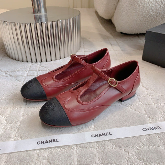 CHANEL 25S MARY JANE IN BLACK AND ROSEWOOD CALFSKIN GOLD HARDWARE