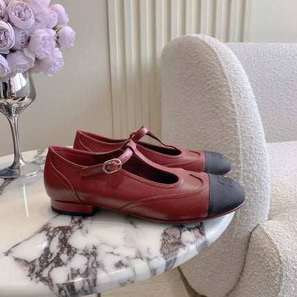 CHANEL 25S MARY JANE IN BLACK AND ROSEWOOD CALFSKIN GOLD HARDWARE