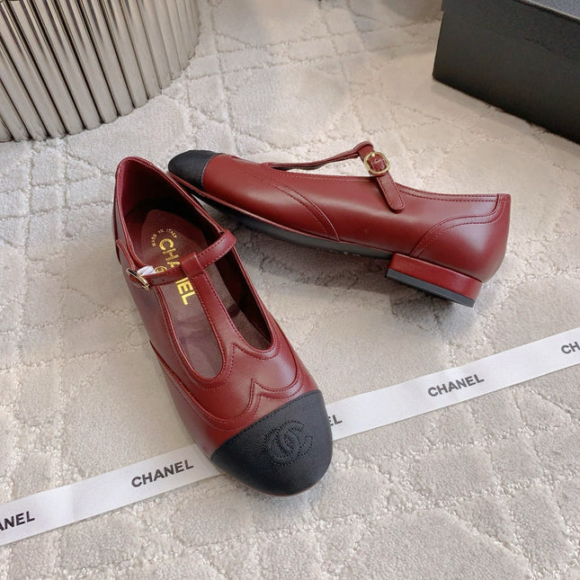 CHANEL 25S MARY JANE IN BLACK AND ROSEWOOD CALFSKIN GOLD HARDWARE