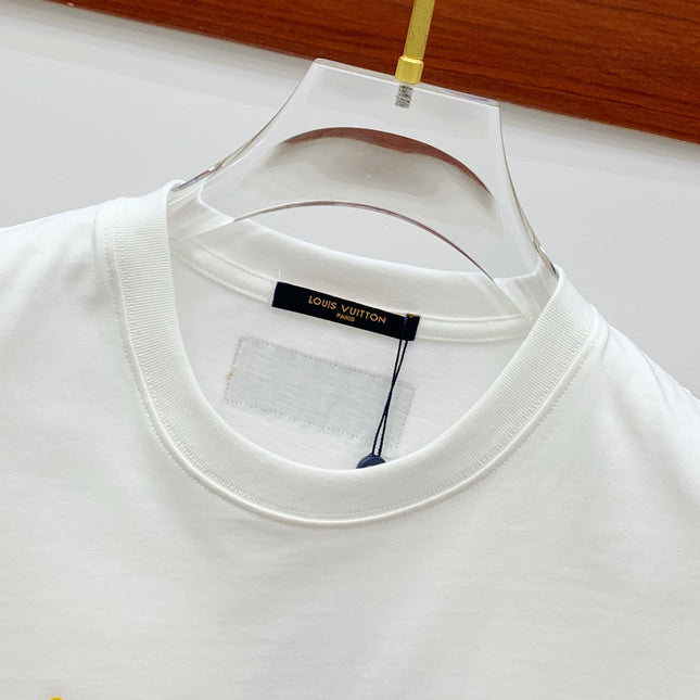 LV T-SHIRT COLORFUL LOGO IN WHITE COTTON 238876